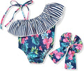 Toddler Baby Girls Ruffles Bikini One Piece Swimsuits Floral Off Shoulder Swimwear Beach Bathing Suit