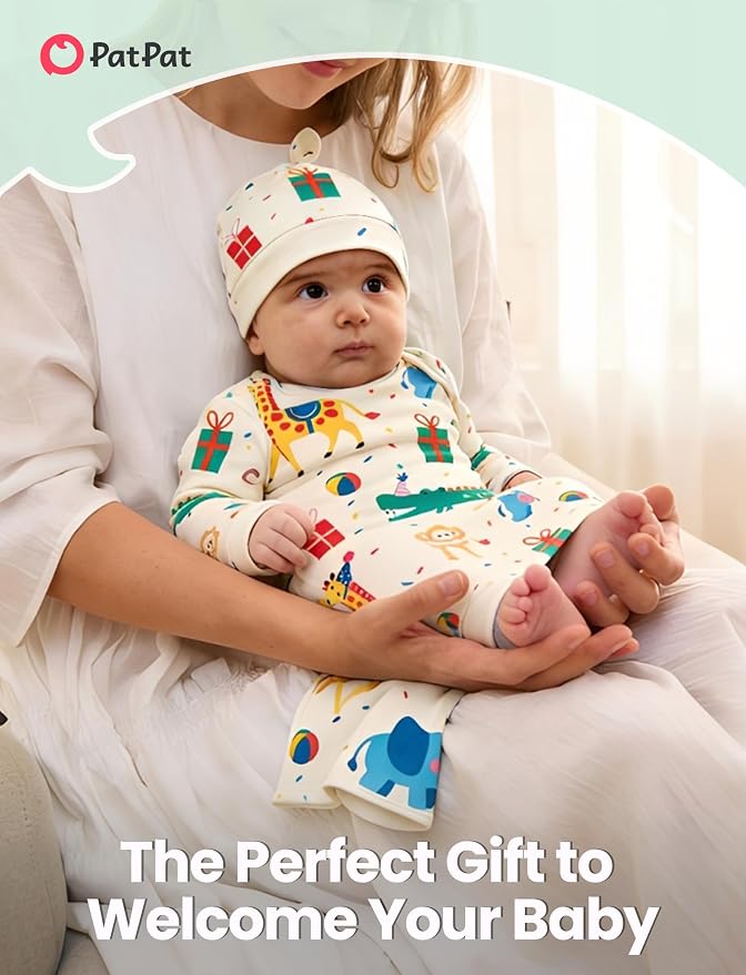 PATPAT Baby Sleeper Gown with Hat - Image 2