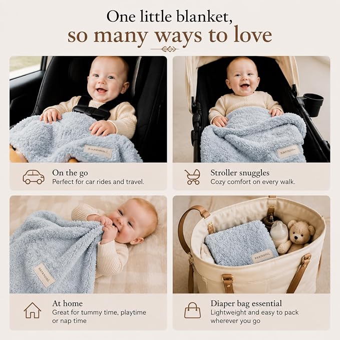 Saranoni Bamboni Baby Blanket Breathable Bamboo Soft Security Sky Blue Mini | - Image 8