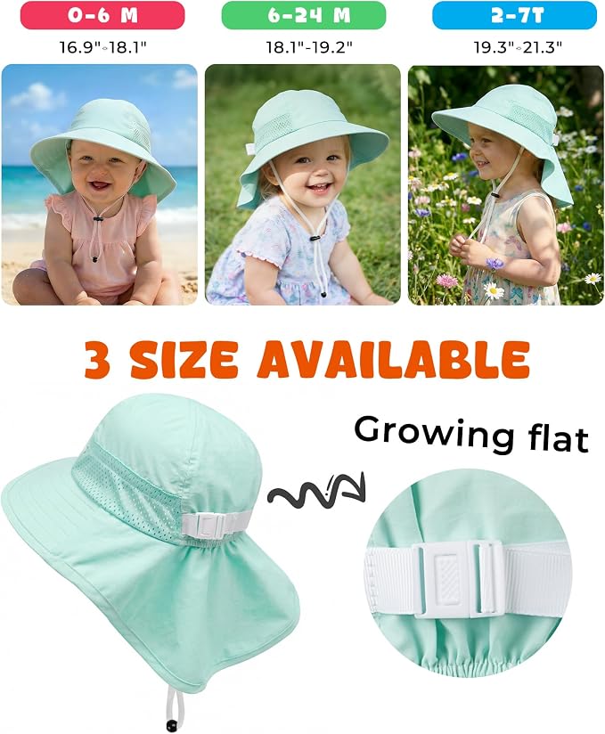 Toddler Baby Sun Hat Kids Summer Beach Essentials Adjustable Beach Hats - Image 5