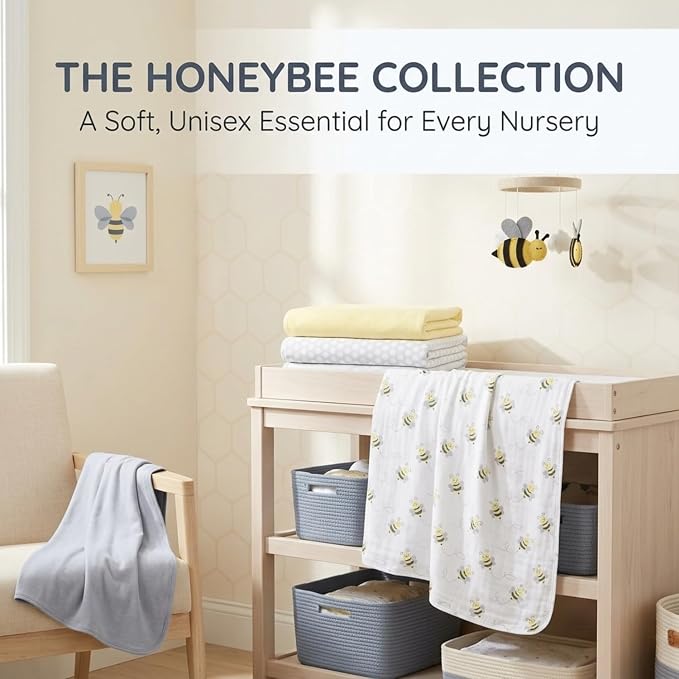 EVERYDAY KIDS 4 Pack of Soft Flannel Receiving Baby Blanket Set - Image 4