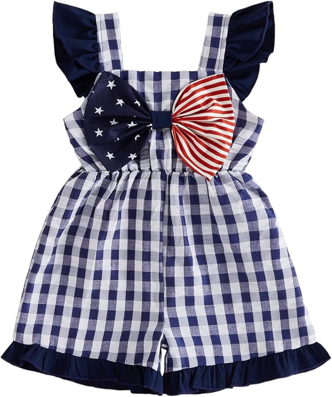 Little Girl Romper Toddler Overalls Summer Bow Jumpsuit Boho Outfit 6M-5T by Nibbcoa