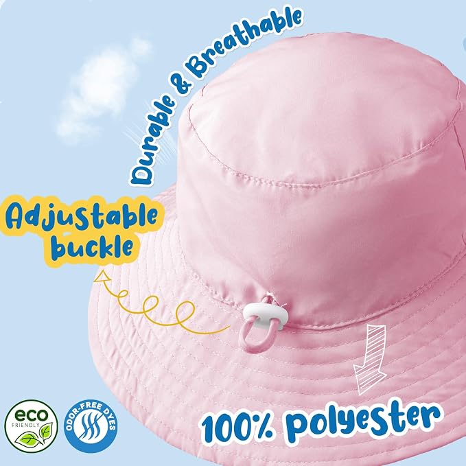 Baby Sun Hat Kids Summer Sun Protection Toddler Bucket Hat Wide Brim Adjustable - Image 2