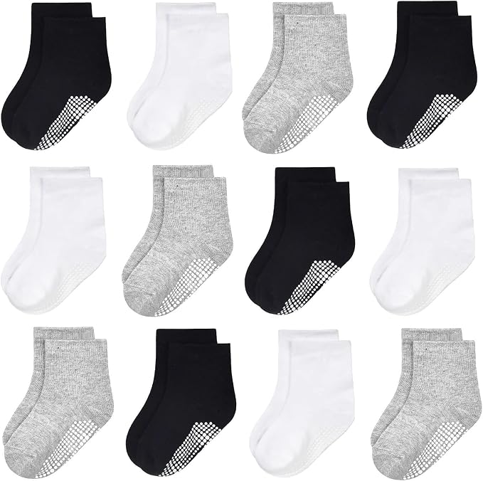 GRPSKCOS Baby Socks Non Slip 12 Pairs Toddler Anti Skid Socks by GRPSKCOS