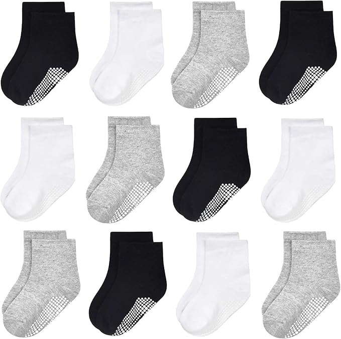 GRPSKCOS Baby Socks Non Slip 12 Pairs Toddler Anti Skid Socks by GRPSKCOS