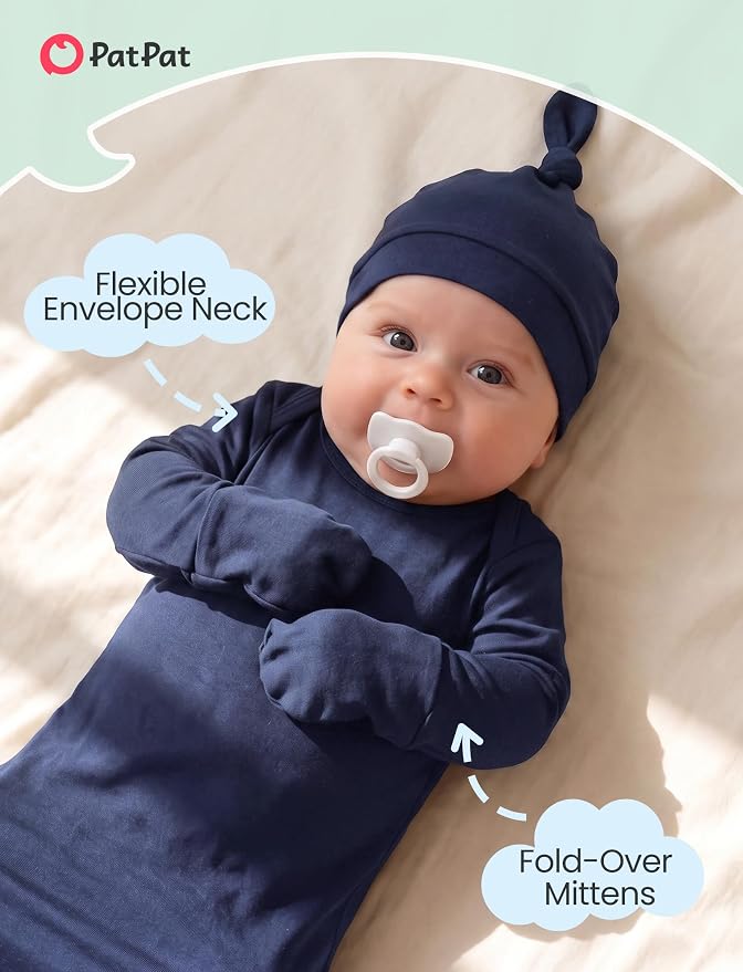 PATPAT Baby Sleeper Gown with Hat - Image 3