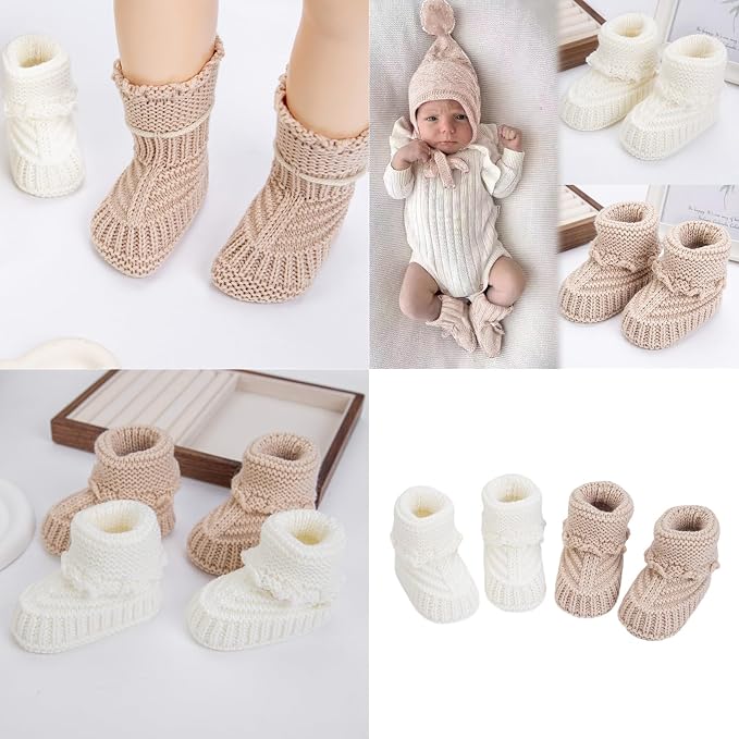 Baby Booties Newborns First Walkers Soft Knit Elegant Knit Baby Booties - Image 2