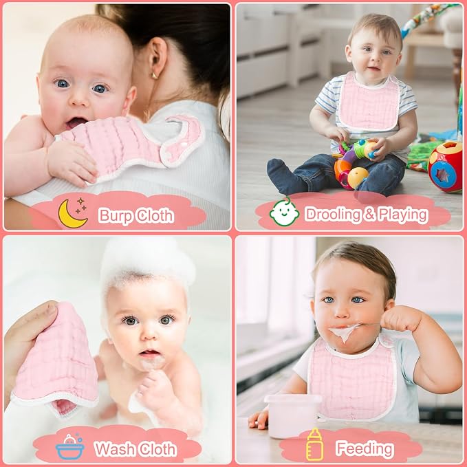 Accmor Muslin Baby Bibs, 6 Pack Soft Cotton Baby Bandana Drool Bibs - Image 6