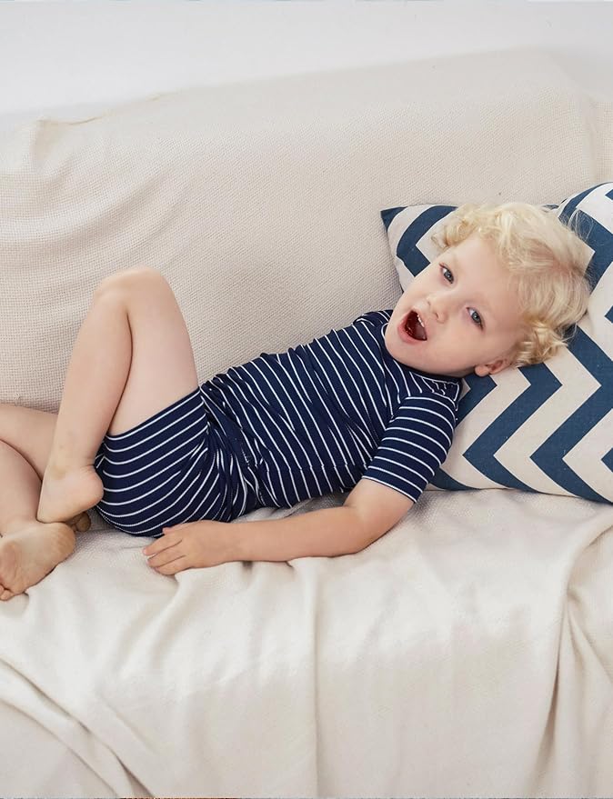 AVAUMA Stripe Pattern Baby Boys Girls Pajama Set Kids Toddler Snug fit Ribbed - Image 5