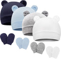 BQUBO Newborn Baby Bear Ears Hats and Mittens Sets Preemie Cotton Caps Baby Boy by DRESHOW