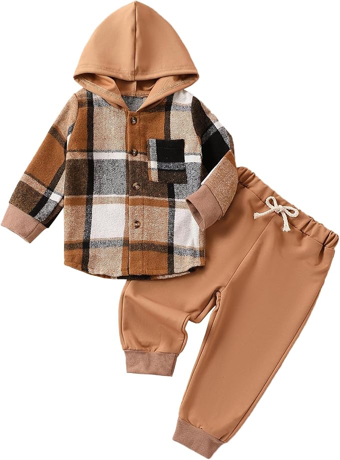 Infant Baby Boy Fall Winter Clothes Outfit Hooded Long Sweatshirt Pant Set by LIOMENGZI