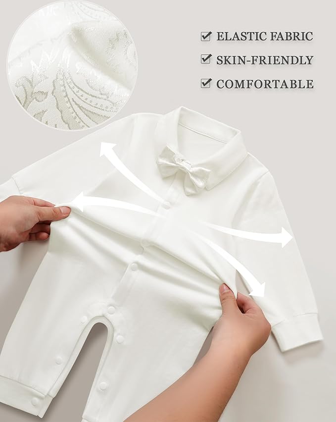 Baby Boy Clothes Gentleman Baby Suit Long Sleeve Romper+Vest+Bow Tie+Corsage 4Pcs Boys Formal Jumpsuit