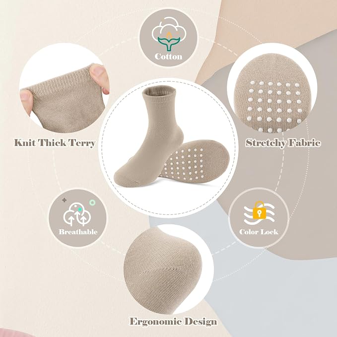 Baby Toddlers Crew Socks with Non-Slip Grip 12 Pack Cotton Stretch Socks | Soft - Image 4