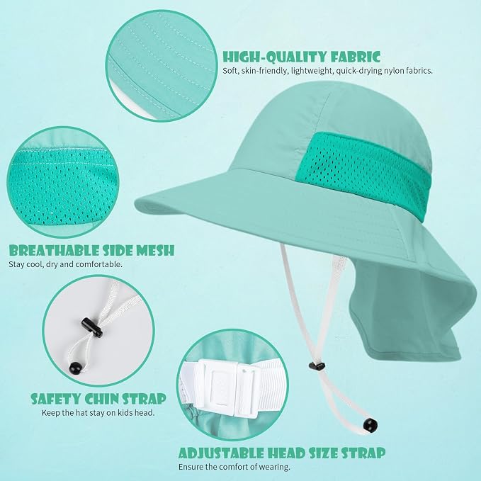 Toddler Baby Sun Hat Kids Summer Beach Essentials Adjustable Beach Hats - Image 4