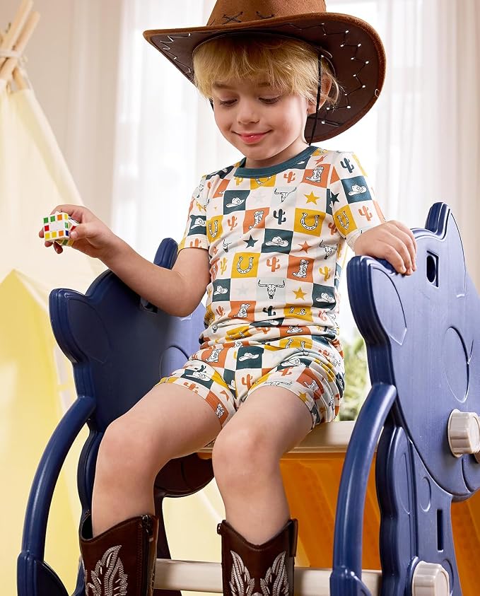 babee Reshinee Bamboo Viscose Toddler Boys Pajamas Set, Short Sleeve Kids - Image 6