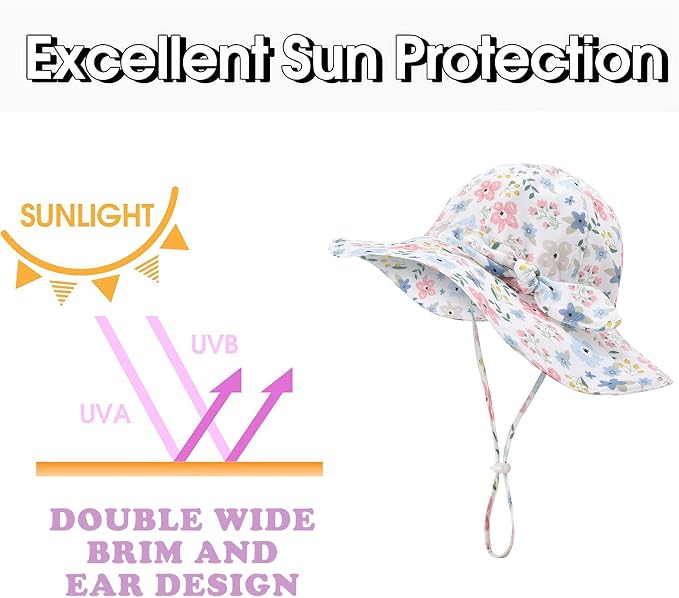 Baby Toddler Sun Protection Bucket Hat Infant Beach Summer Hats - Image 3