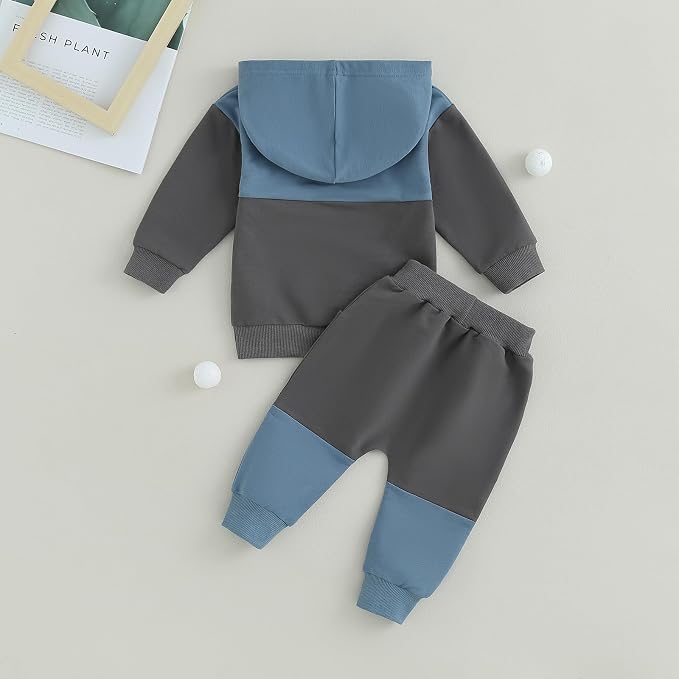 Infant Baby Boy Fall Winter Clothes Outfit Hooded Long Sweatshirt Pant Set - Image 4