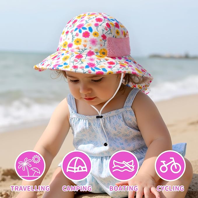 Toddler Baby Sun Hat Kids Summer Beach Essentials Adjustable Beach Hats - Image 3