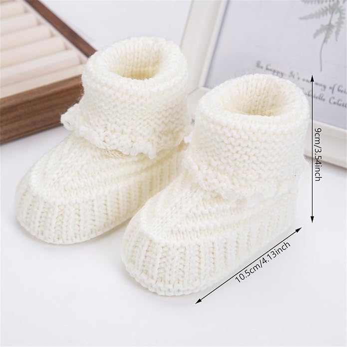 Baby Booties, Newborn Walking Shoes, Infant Hand Crochet Knit Cotton Sock - Image 6