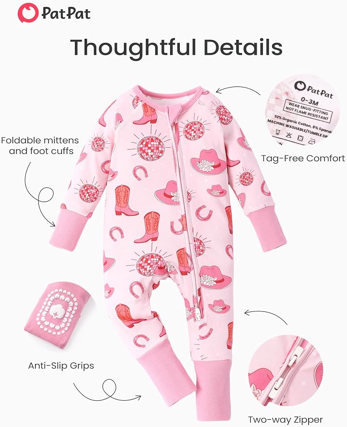 PATPAT Organic Cotton Baby Footie Pajamas - Image 5