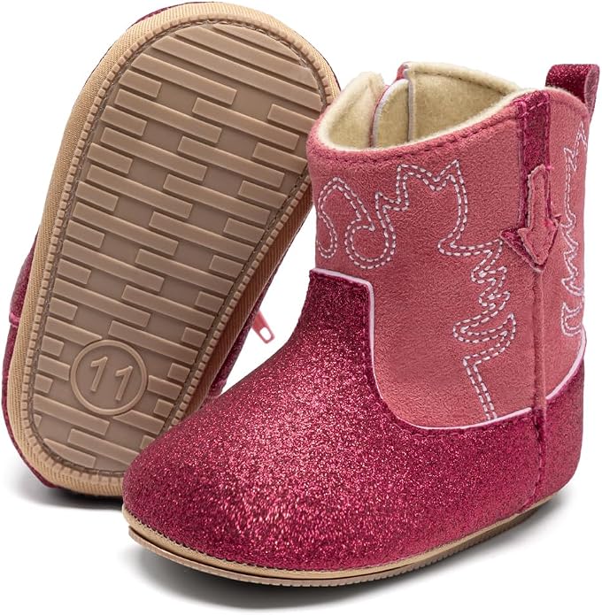 Meckior Baby Girls Cowboy Tassel Boots Side Zipper Moccasins Soft Bottom by Meckior