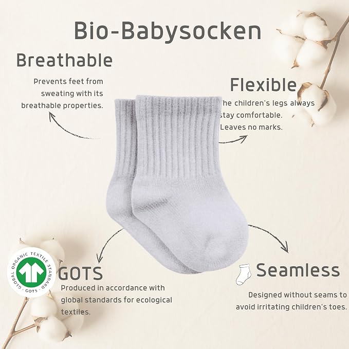 bistyle Baby Grip Ankle Socks 6 Pairs | Newborn Infant Toddlers Sock Organic - Image 3