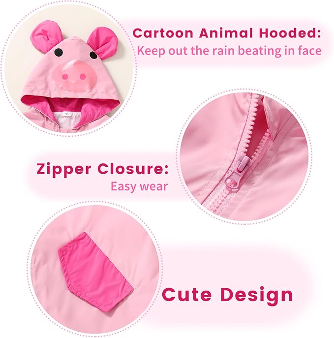 YOUNGER TREE Toddler Baby Boy Girl Duck Raincoat Cute Cartoon Hoodie Zipper - Image 4