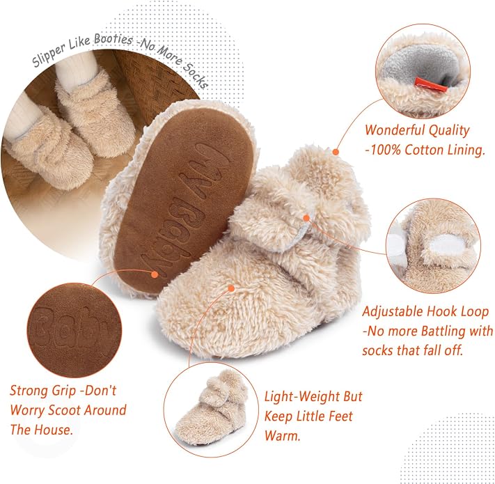 Sawimlgy Newborn Infant Baby Girl Boy Cotton Booties Stay On Sock Slippers Soft - Image 5