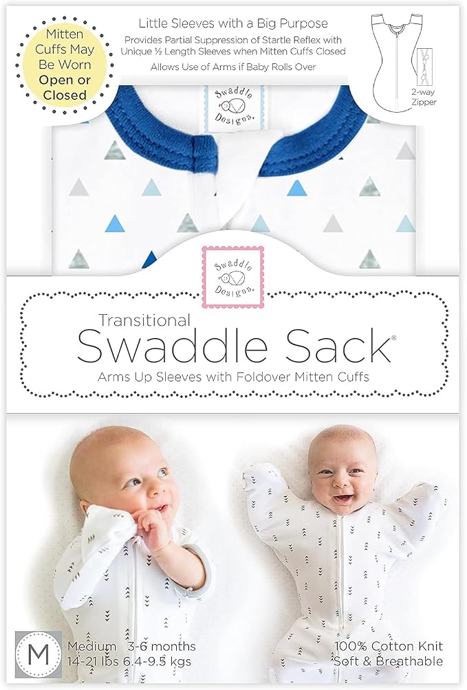 SwaddleDesigns Transitional Swaddle Sack, Arms Up Half-Length Sleeve & Mitten - Image 9