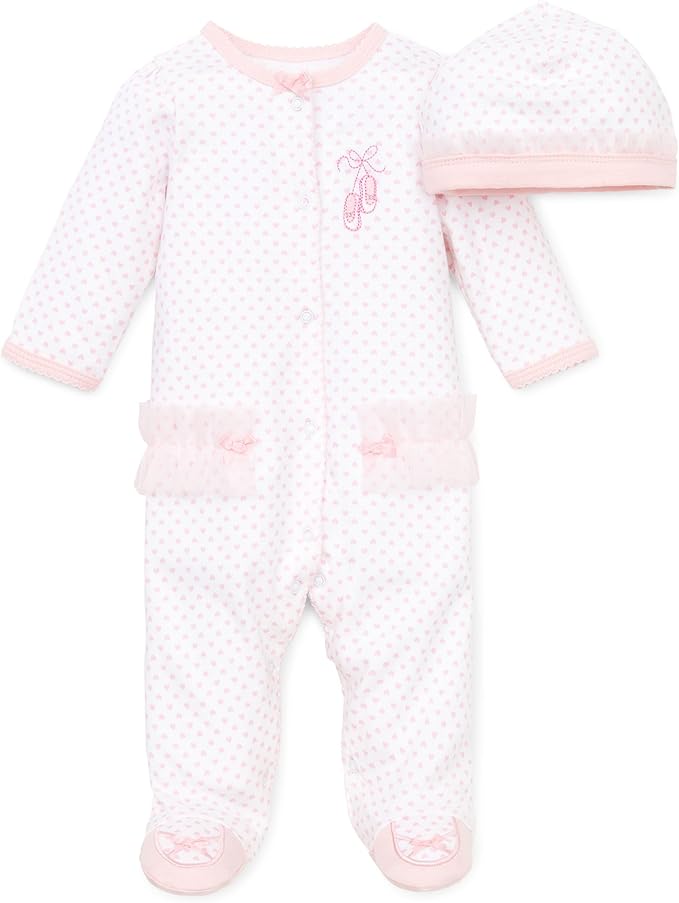 Little Me Clothes for Baby Girls 100% Cotton Scratch-Free Tag Footed One-Piece by LittleMeChildrensApparel