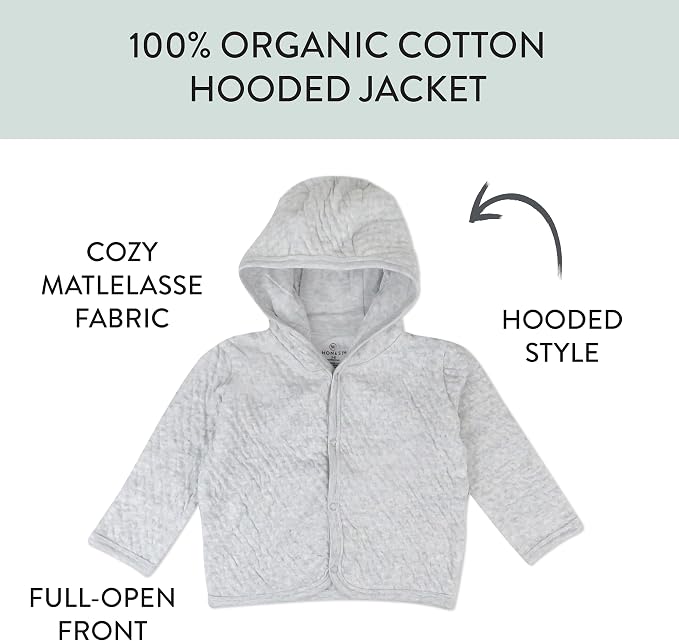 HonestBaby Matelasse Snap-Front Hooded Jacket Organic Cotton - Image 4