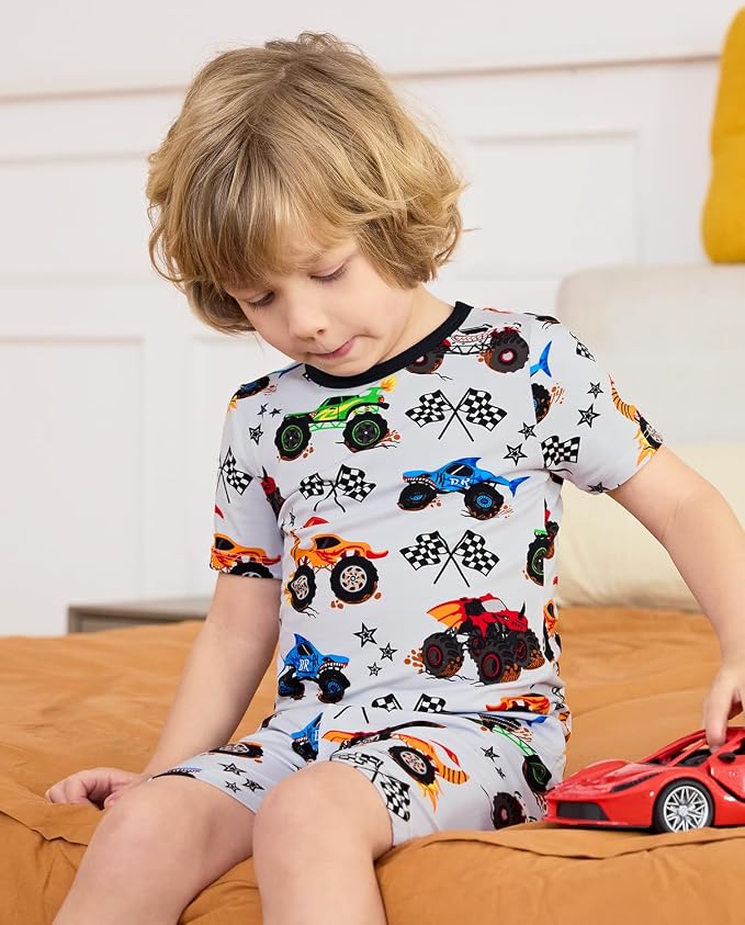 babee Reshinee Bamboo Viscose Toddler Boys Pajamas Set, Short Sleeve Kids - Image 4