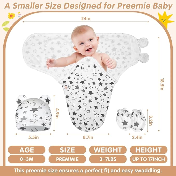 5 Pack Preemie Swaddle Blanket Wrap - Image 3