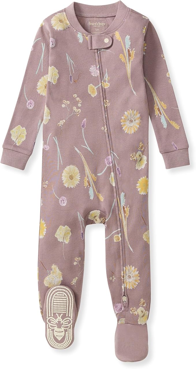 Burt's Bees Baby Girls Organic Cotton, Snug Fit Footed Sleeper Pajamas | by BurtsBeesBaby