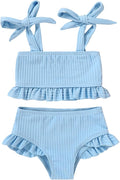 YOUNGER TREE Toddler Girls Two Pieces Swimsuit Color Block Stripe Swimwear Summer Beach Bathing Suit 18M-5T