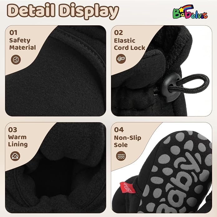Babelvit Newborn Baby Boy Girl Soft Fleece Booties Stay On Infant Slippers - Image 5