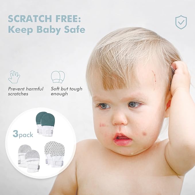 Baby Newborn No Scratch Mittens Stay On, 100% Cotton Adjustable 0-12M | Soft - Image 2