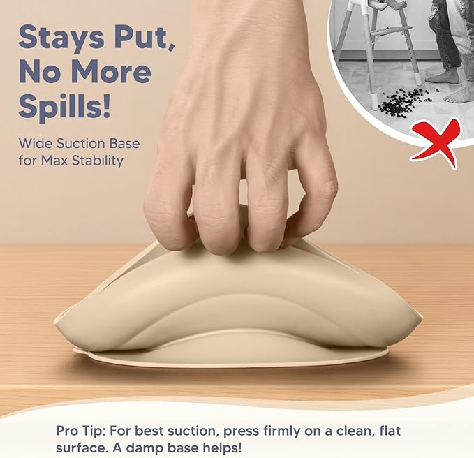 Silicone Baby Feeding Set Plates and Utensils Set for Baby Toddlers Infant Kids,forks and spoons baby plates with suction,baby spoons self feeding 6 months,baby feeding essentials (Beige)