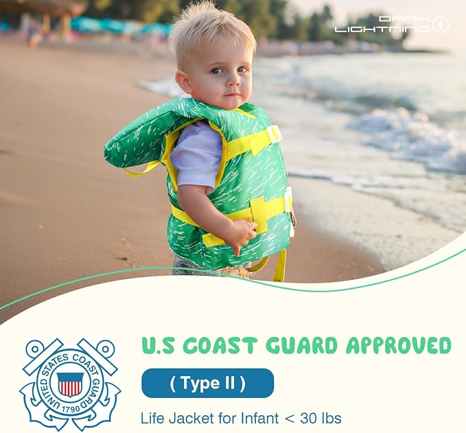 Dark Lightning USCG Approved Infant Life Jacket 0-30 lbs, Toddler Swim Vest and - Image 3