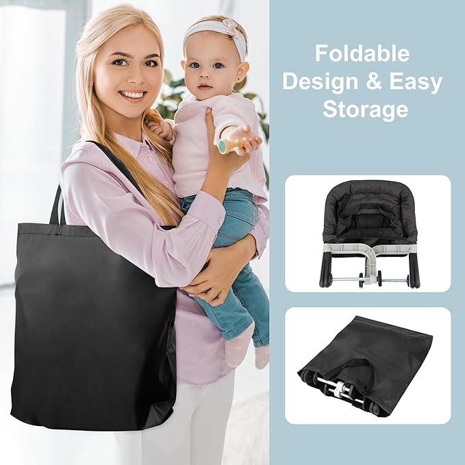 Hook On High Chair, Jozzve Baby High Chair, Portable High Chair for Travel, Foldable Fast Table Chair with Storage Bag, Baby Feeding Seat Clip On High Chair for Home and Travel (Bright Blue)