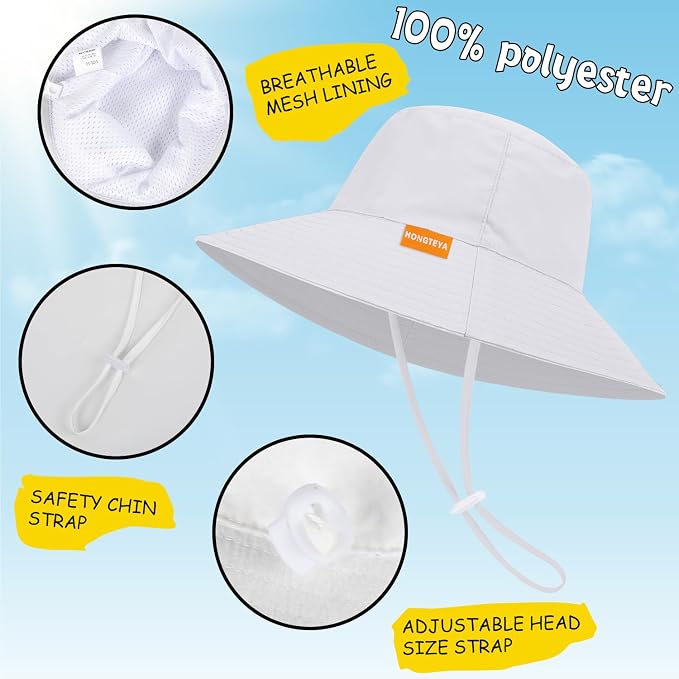Baby Sun Hat Kids Summer Sun Protection Toddler Bucket Hat Wide Brim Adjustable - Image 4
