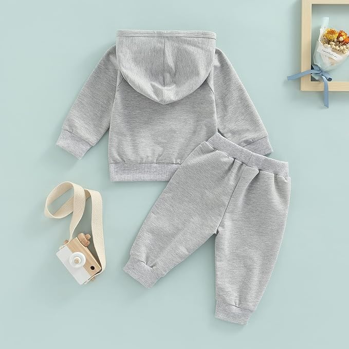 Thorn Tree Infant Baby Boys Pants Set Hooded Solid Sweatshirt Top Pocket - Image 7
