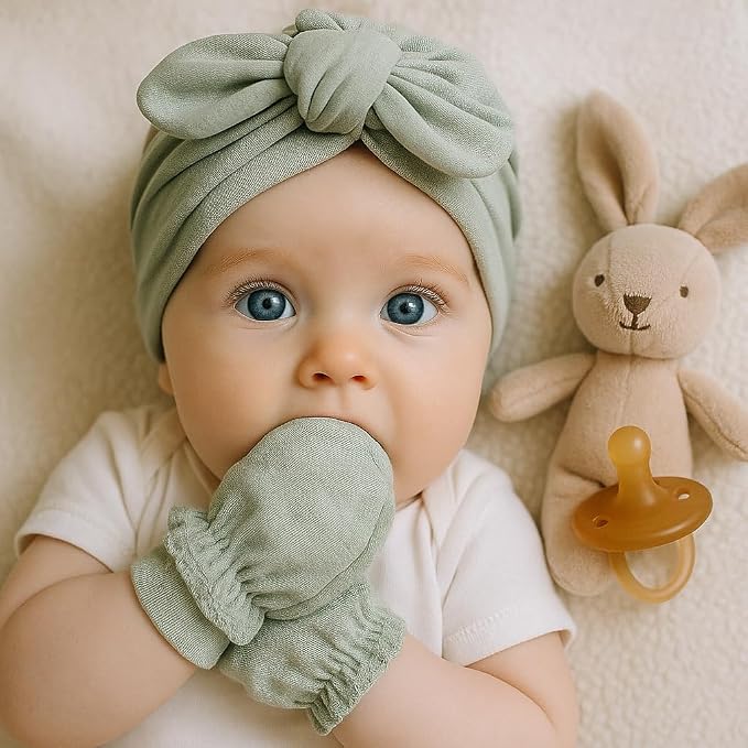 LIDHAY 4PCS Newborn Baby Hospital Hats Beanie Bow Infant Caps Cotton Preemie - Image 5