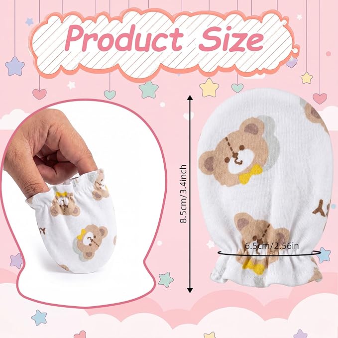 8 Pairs Newborn Baby Mittens No Scratch, Cotton Baby Gloves Infant Mittens - Image 5