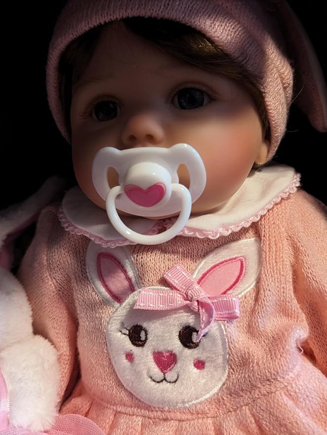 MAREBABY Pink Style Magnetic Pacifier Set 4 Pieces for Reborn Baby Dolls Feeding Toy Accessories Set for Kids Gift
