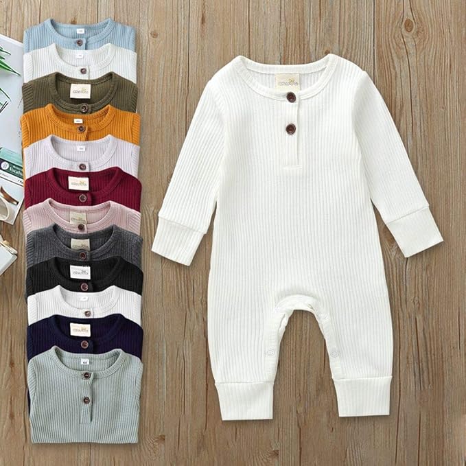 Kuriozud Newborn Infant Unisex Baby Boy Girl Clothes Button Romper Jumpsuit Basic One Piece Outfits