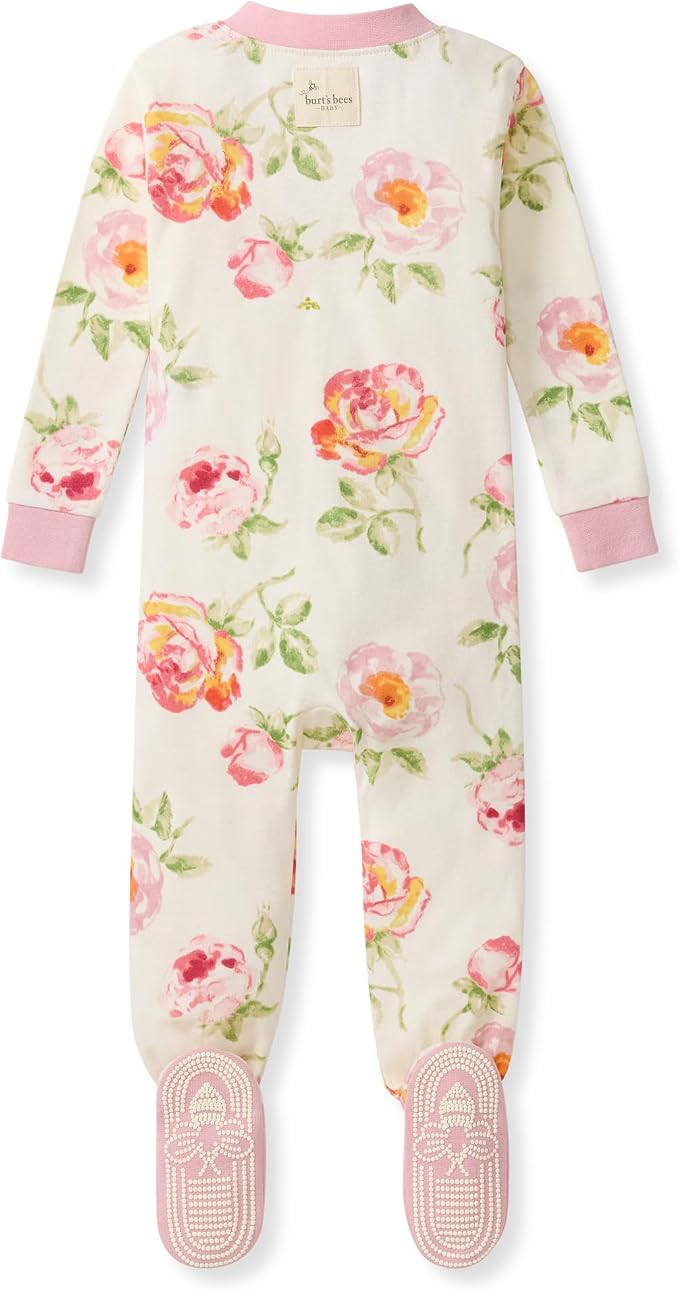 Burt's Bees Baby Girls Organic Cotton, Snug Fit Footed Sleeper Pajamas | - Image 2