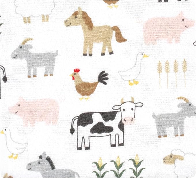 Hudson Baby Unisex Baby Cotton Poly Flannel Receiving Blankets Bundle, Cute Farm - Image 3