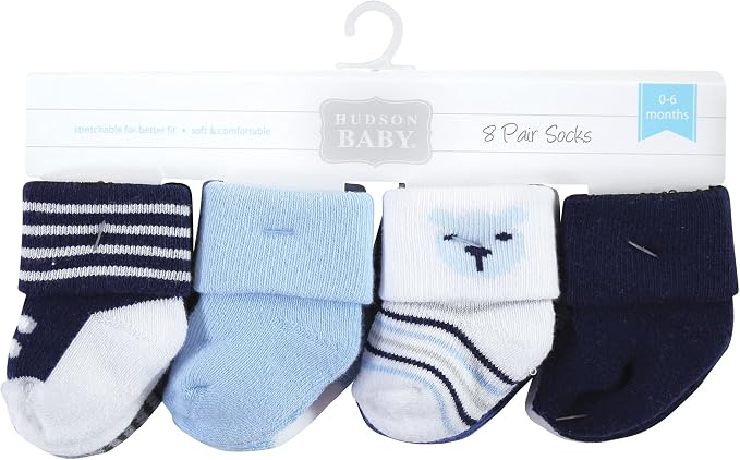 Hudson Baby Baby 8-pack Cotton Rich Newborn and Terry Socks - Image 2