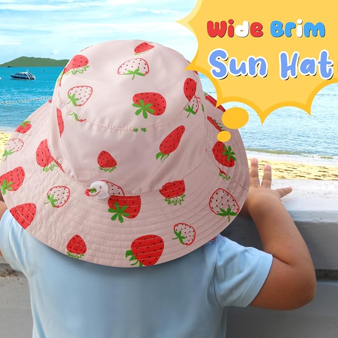 Baby Sun Hat Kids Summer Sun Protection Toddler Bucket Hat Wide Brim Adjustable - Image 6
